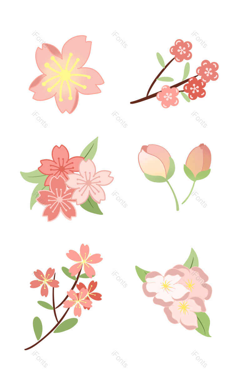 元素图片,素材元素,花朵PNG,树枝免抠素材